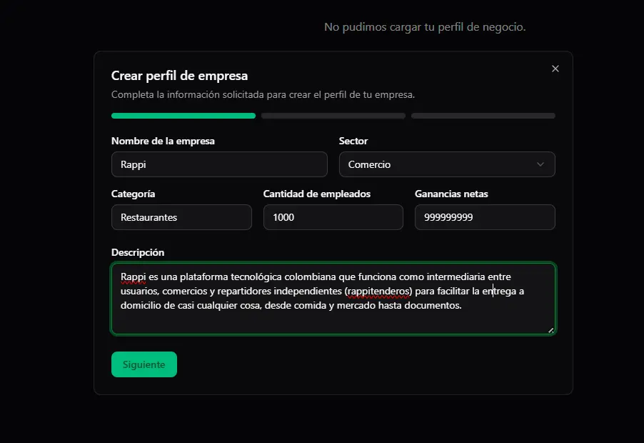 Business form with question generation